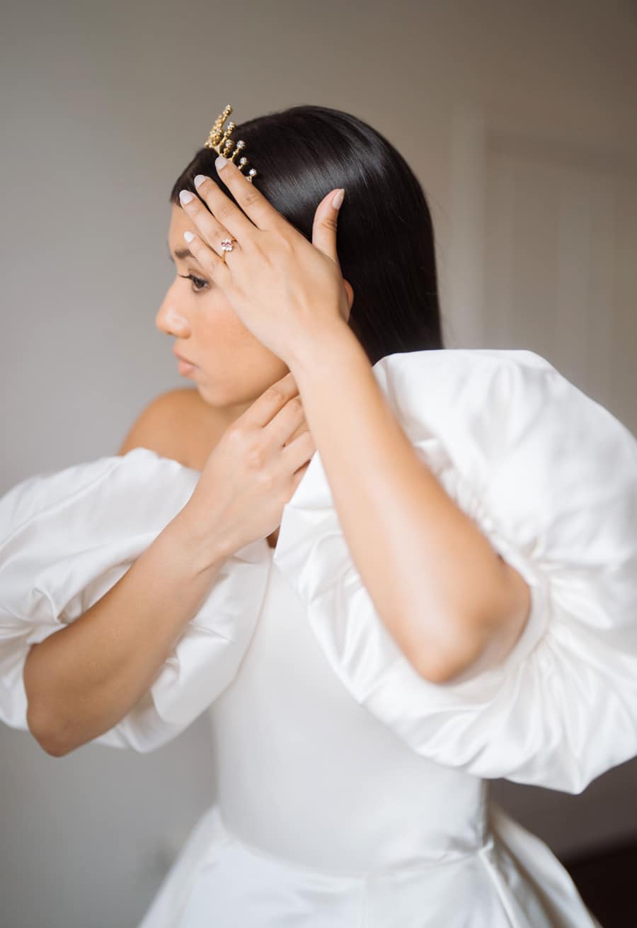 bride getting ready on her wedding day